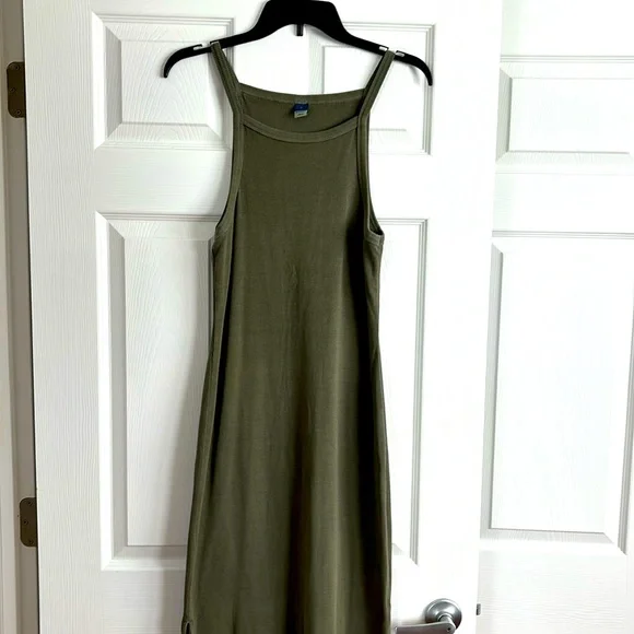 OLD NAVY MAXI DRESS-Camouflage Green Ribbed Knit Size Medium - Picture 1 of 5